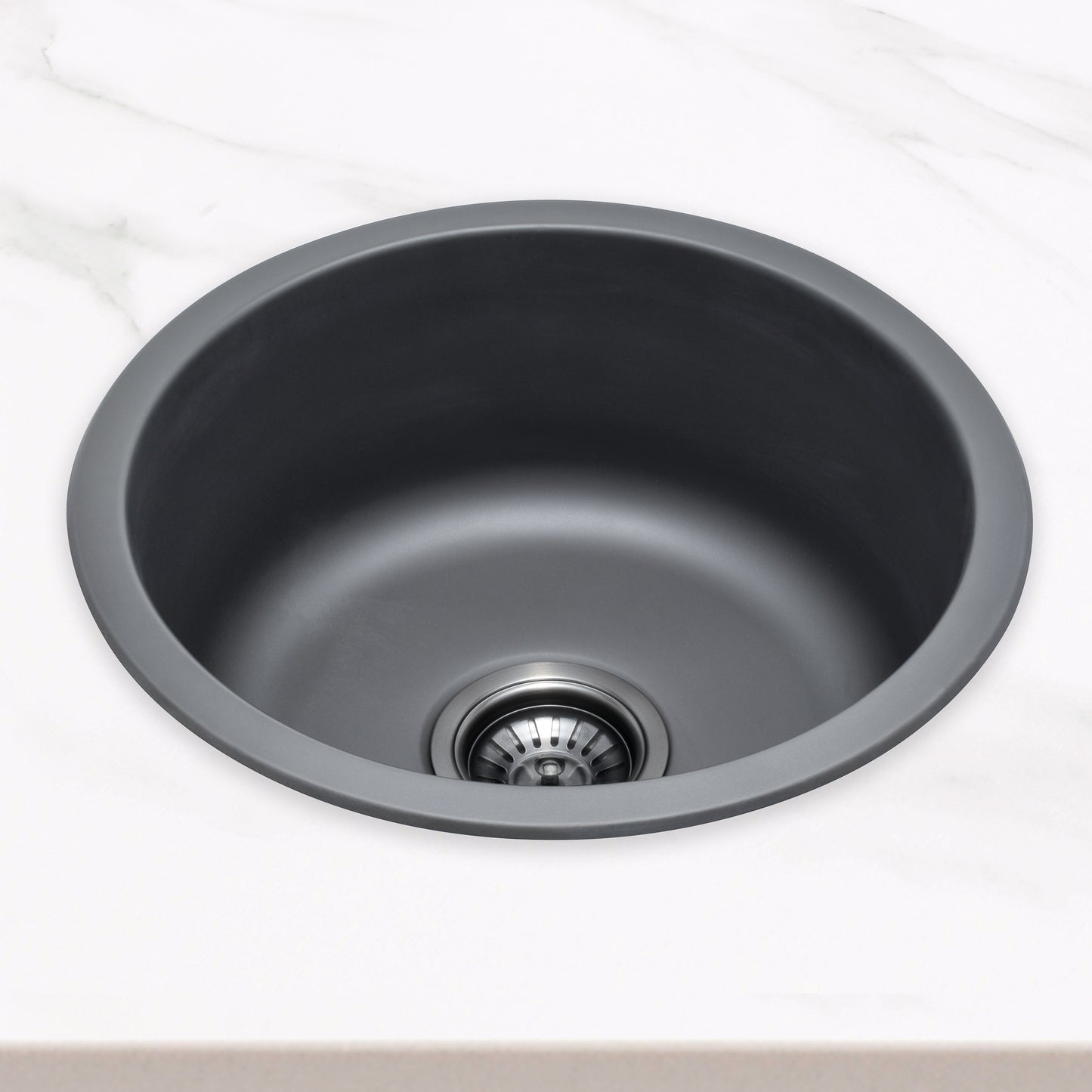 Radii Round 410mm x 180mm Stainless Steel Sink | Brushed Gun Metal (black) |