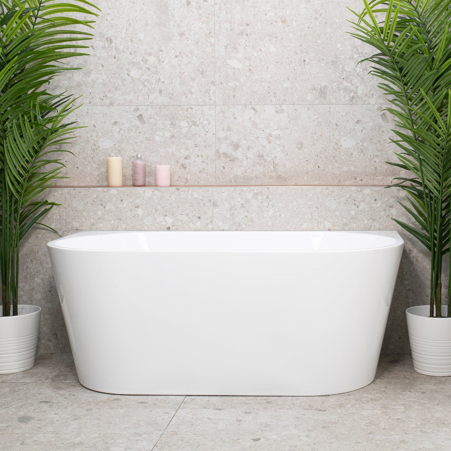 Avalon 1500mm Back to Wall Freestanding Bath, Gloss White