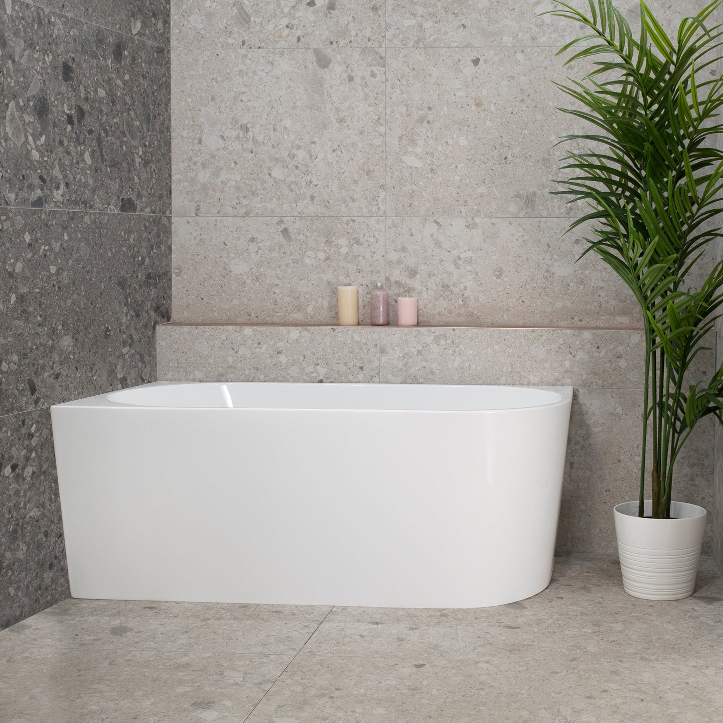 Avalon 1500mm Left Corner Freestanding Bath, Gloss White