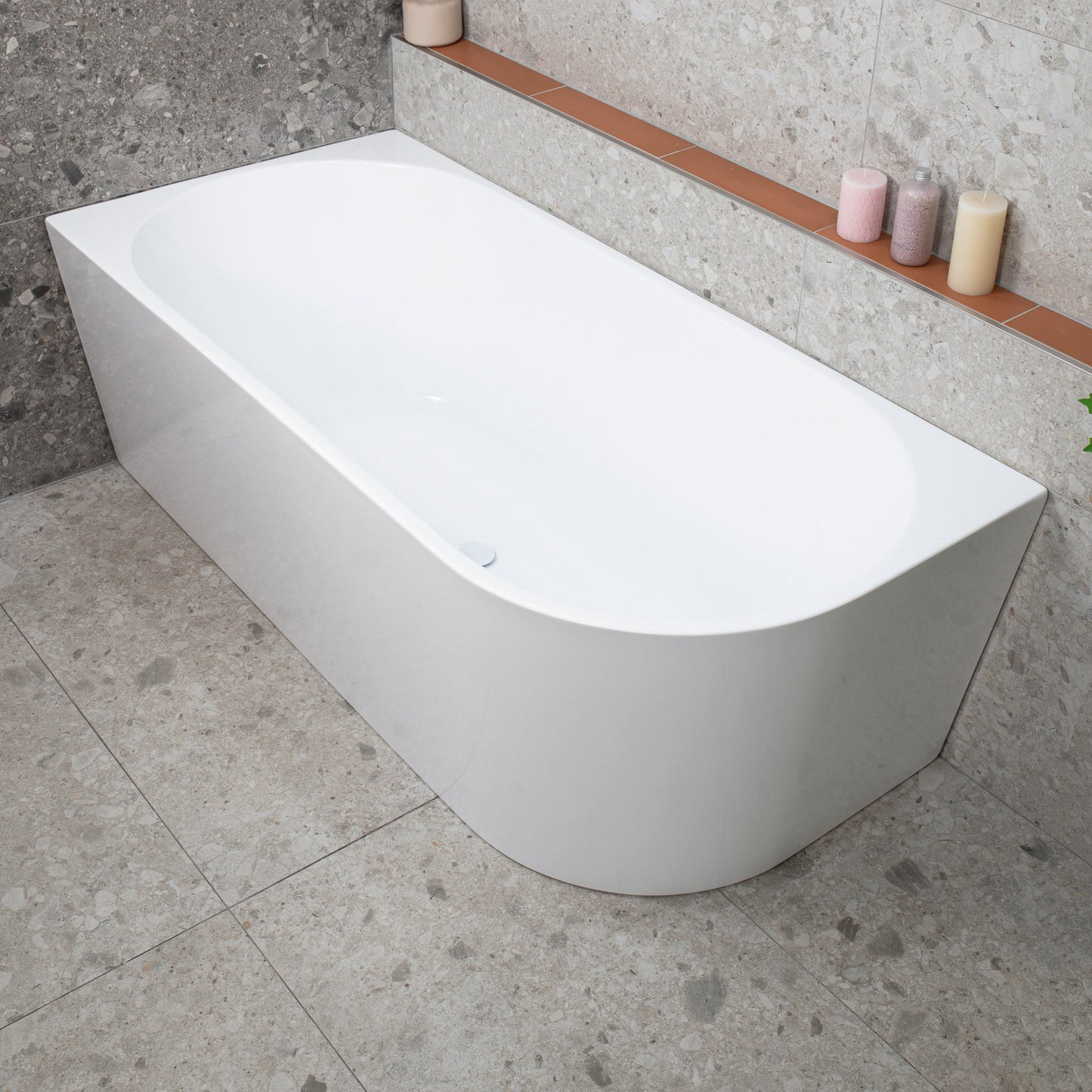 Avalon 1700mm Left Corner Freestanding Bath, Gloss White