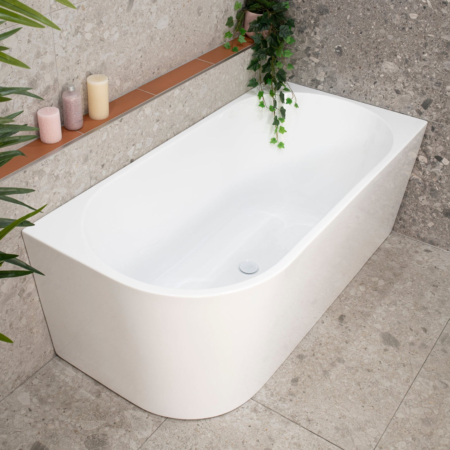 Avalon 1500mm Right Corner Freestanding Bath, Gloss White