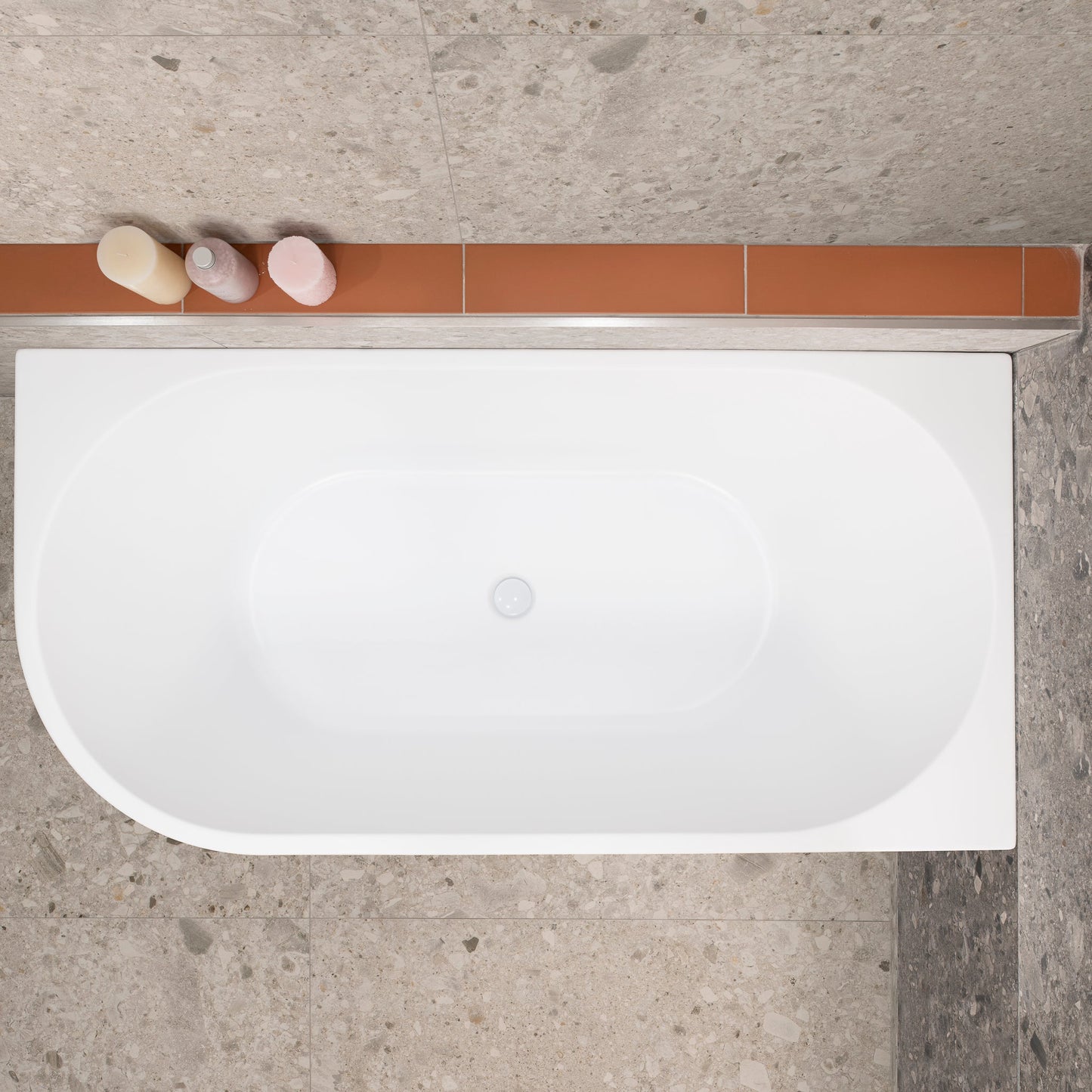 Avalon 1500mm Right Corner Freestanding Bath, Matte White