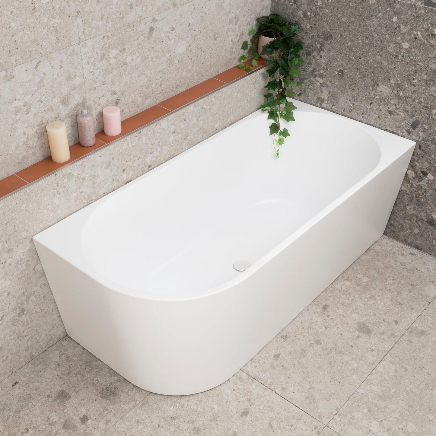 Avalon 1600mm Right Corner Freestanding Bath, Gloss White
