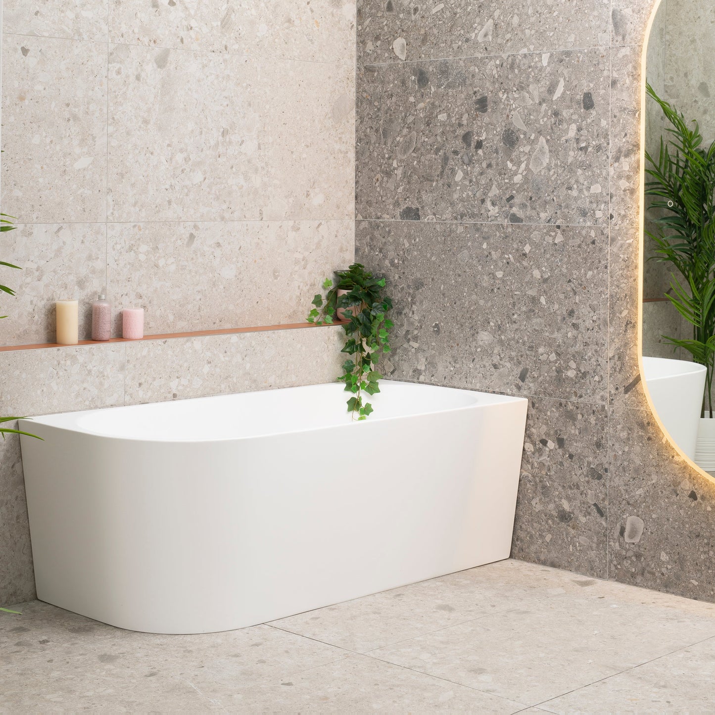 Avalon 1600mm Right Corner Freestanding Bath, Gloss White