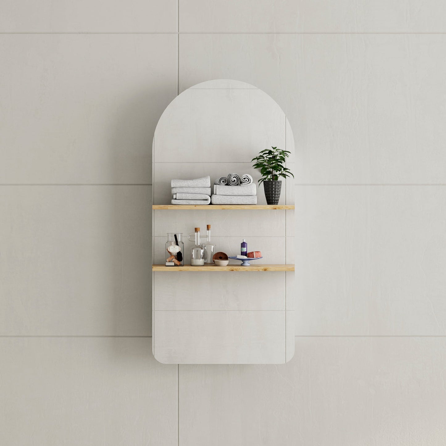 Arco Arch 400mm x 800mm Shaving Mirrored Cabinet, Matte White