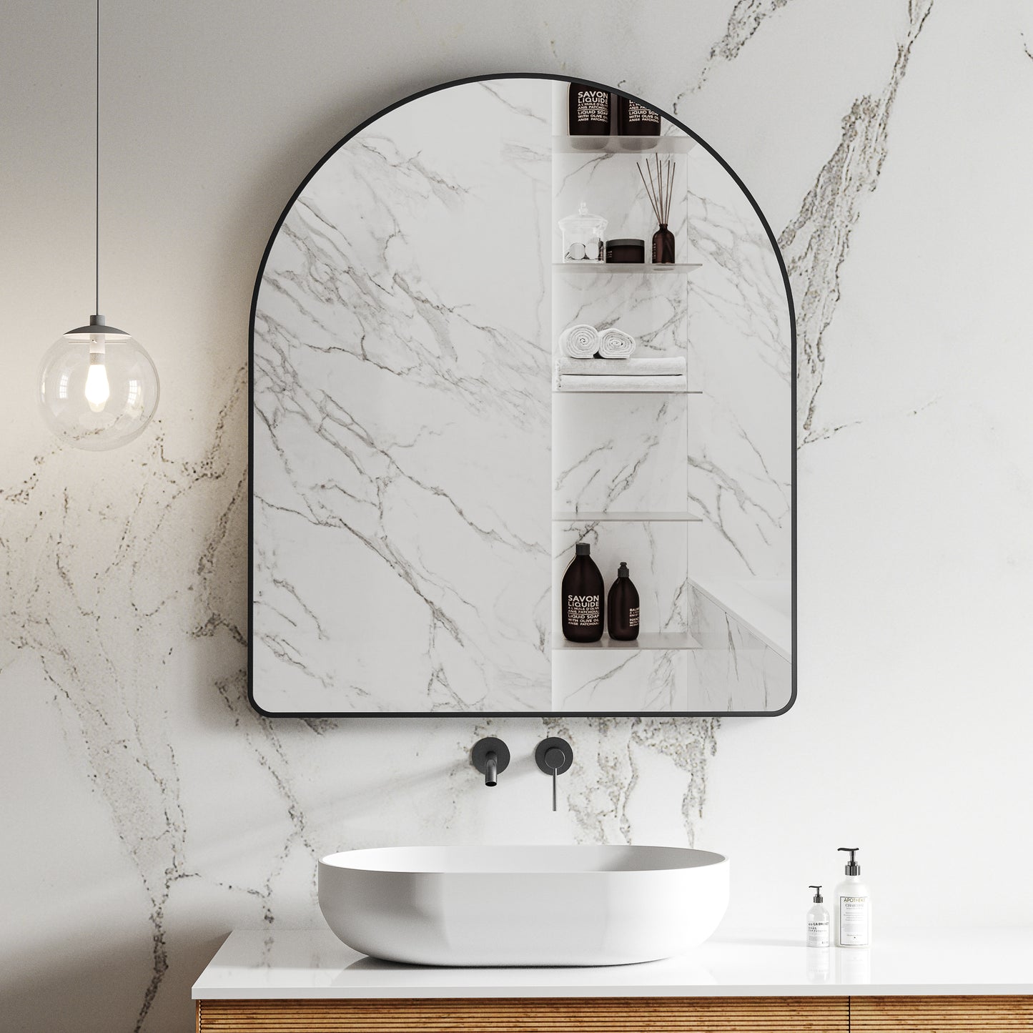 Arco Arch 850mm x 1000mm Mirror with Matte Black Frame
