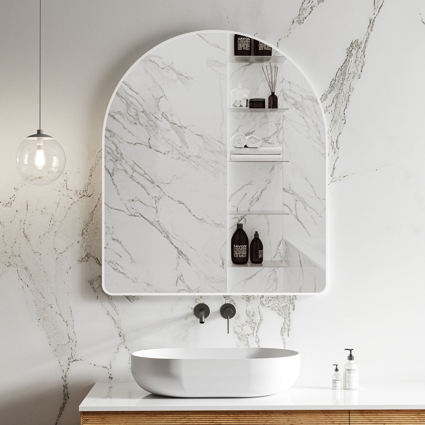 Arco Arch 850mm x 1000mm Mirror with Matte White Frame