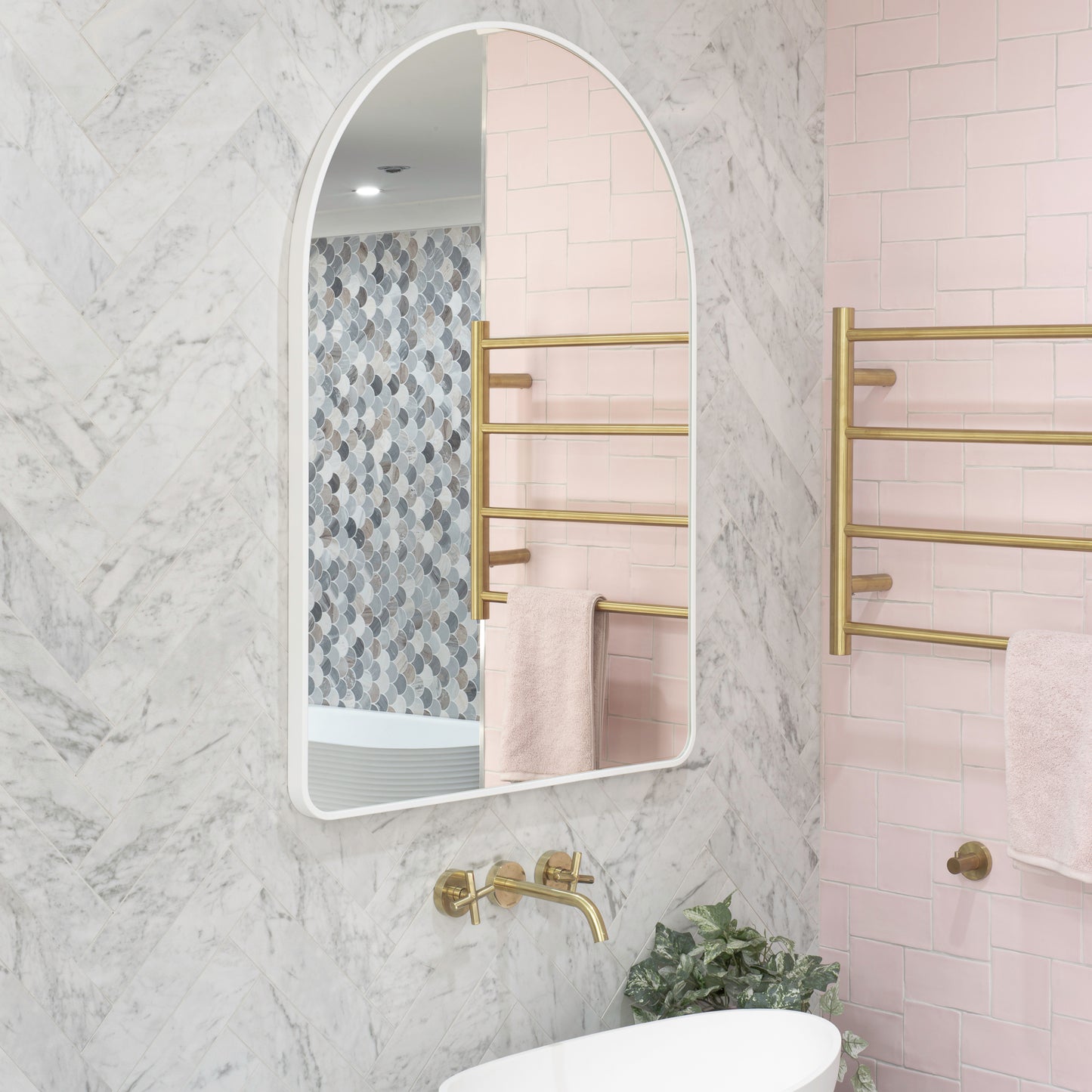Arco Arch 700mm x 1000mm Mirror with Matte White Frame