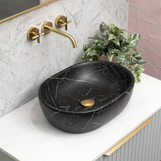 Capsula 480mm x 350mm Above-Counter Basin, Fired Matte Nero Marquina