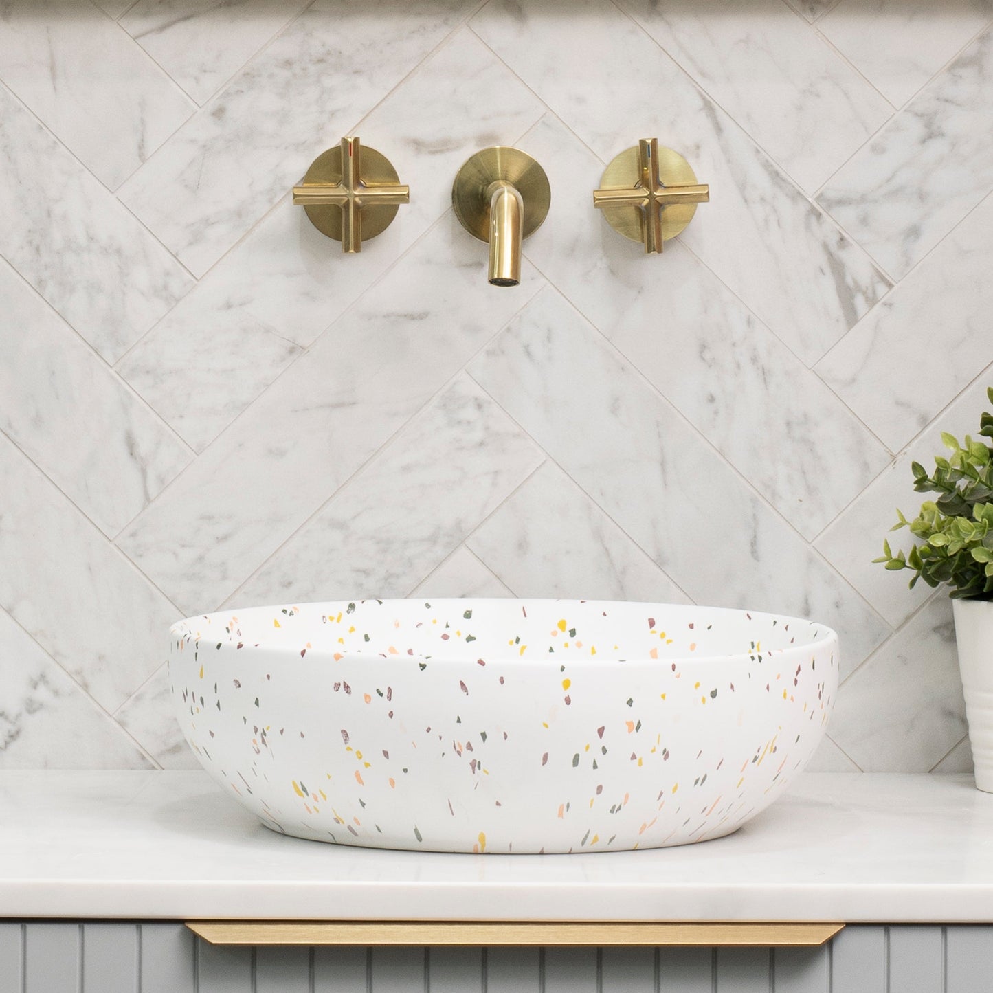 Disco 370mm Above-Counter Basin, Matte Terrazzo Speckle