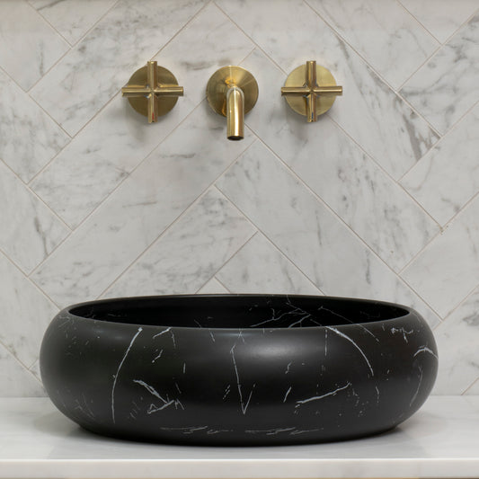 Disco Plus 415mm Above-Counter Basin, Fired Matte Nero Marquina