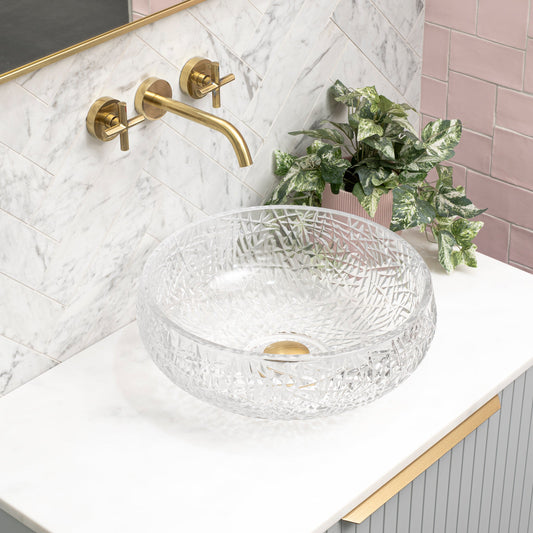 Disco 410mm Above-Counter Glass Basin, Clear Glass
