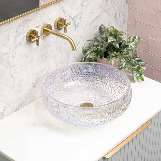 Disco 410mm Above-Counter Glass Basin, Mermaid Glass