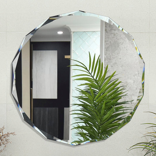 Fine Round Jewel 900mm Frameless Mirror with Jewelled Edge