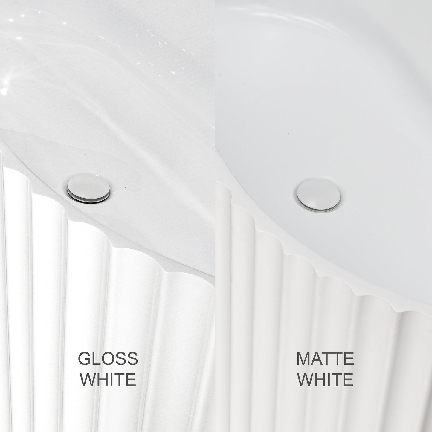 Agora Groove 1500mm Fluted Left Corner Freestanding Bath, Gloss White