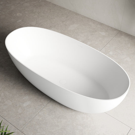 Byron Egg 1600mm Artificial Stone Freestanding Bath, Matte White