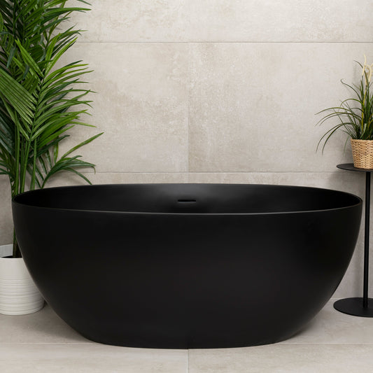 Byron Egg 1400mm Artificial Stone Freestanding Bath, Matte Black