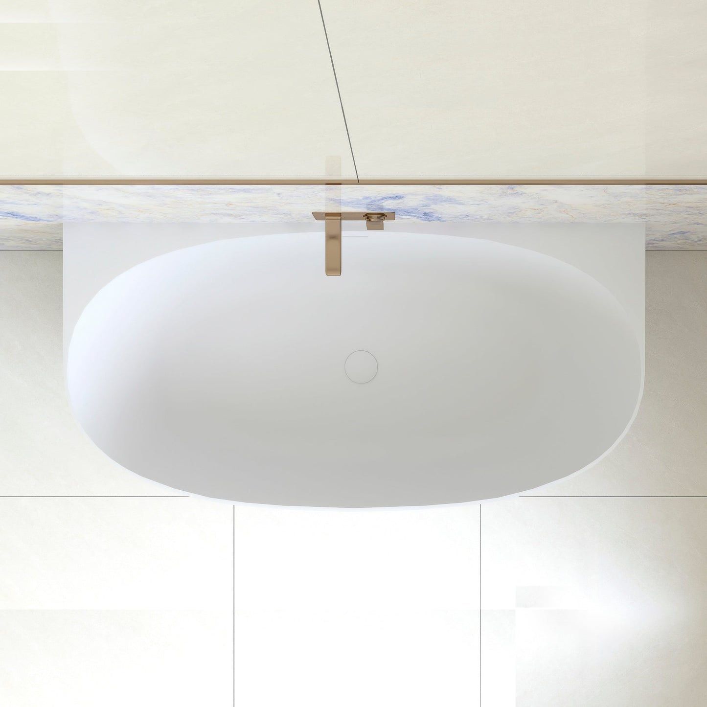 Byron Egg 1500mm Back to Wall Artificial Stone Freestanding Bath, Matte White