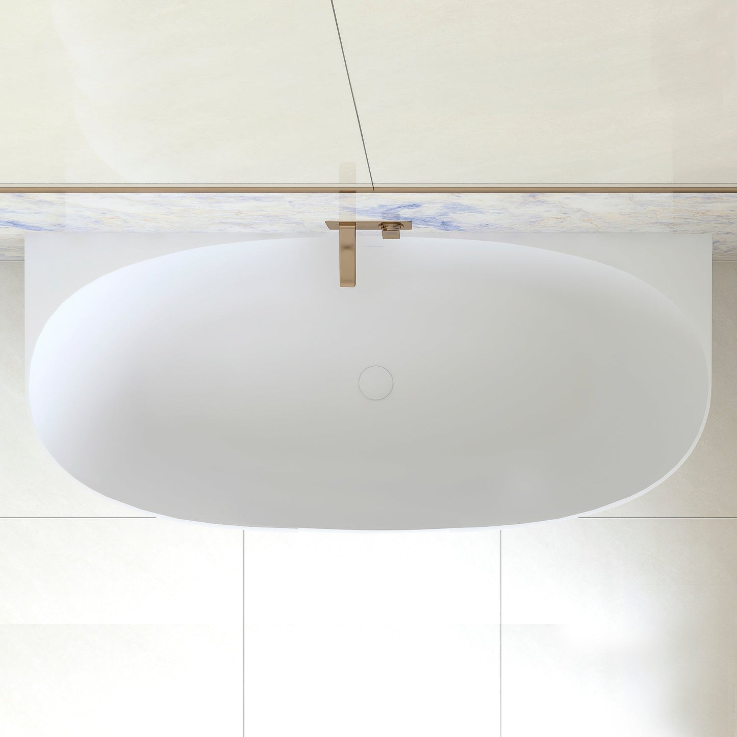 Byron Egg 1700mm Back to Wall Artificial Stone Freestanding Bath, Matte White
