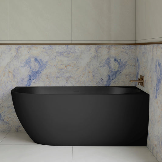 Byron Egg 1500mm Right Corner Artificial Stone Freestanding Bath, Matte Black