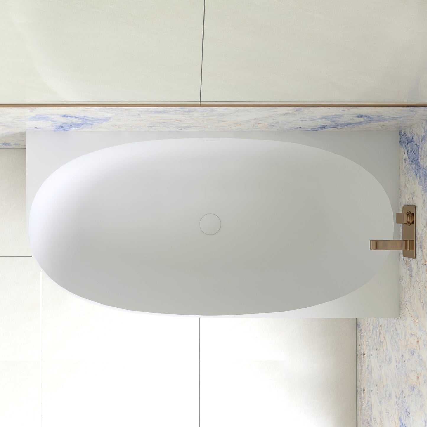 Byron Egg 1500mm Right Corner Artificial Stone Freestanding Bath, Matte White