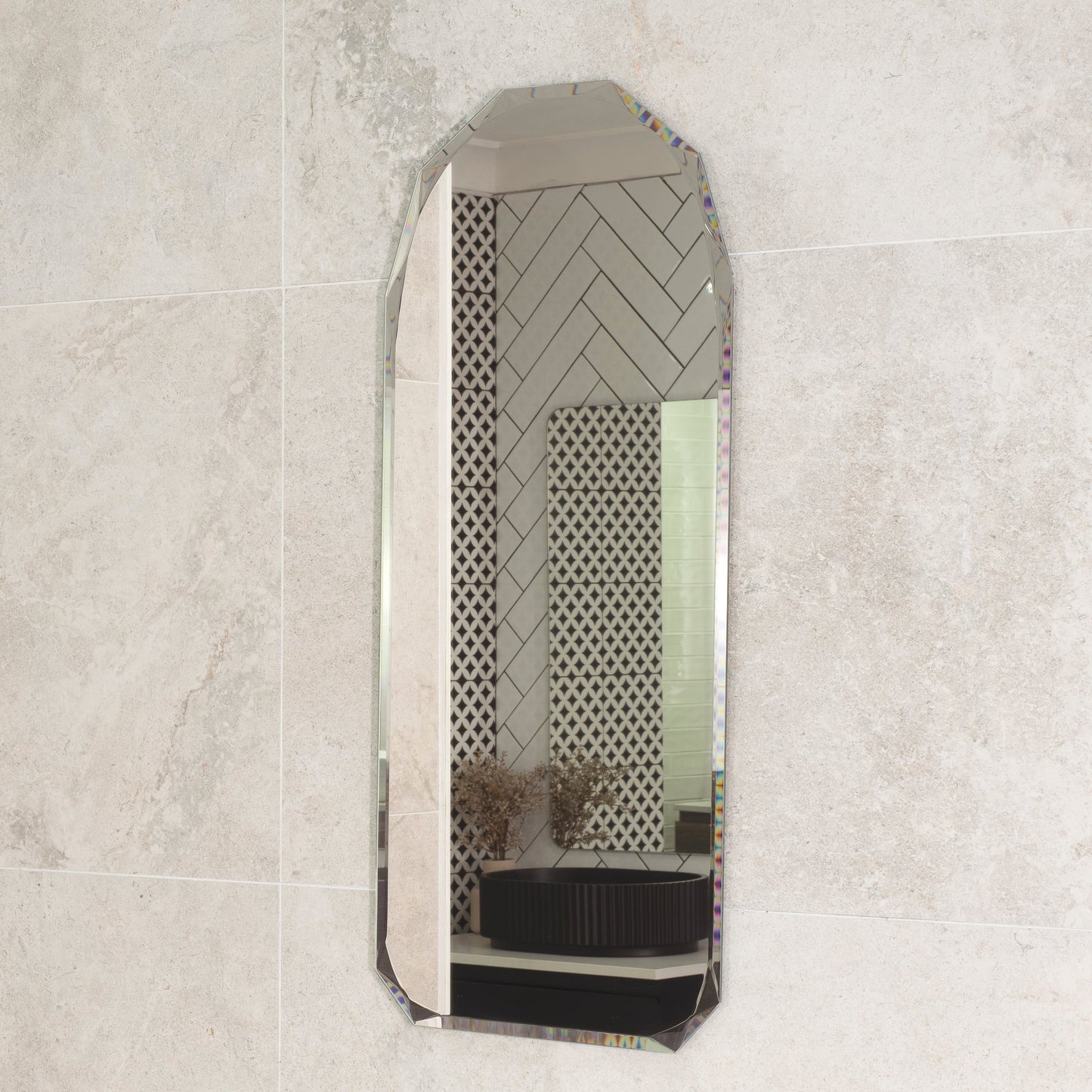 Arch Jewel 400mm x 900mm Frameless Mirror with Jewelled Edge