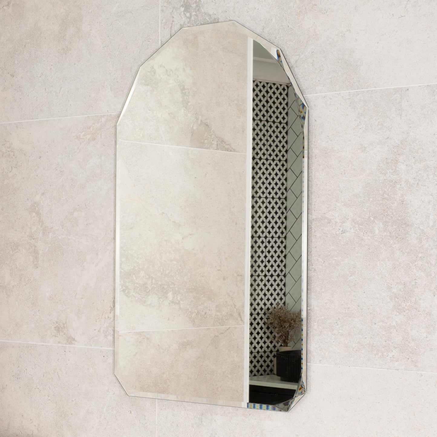 Arch Jewel 600mm x 900mm Frameless Mirror with Jewelled Edge