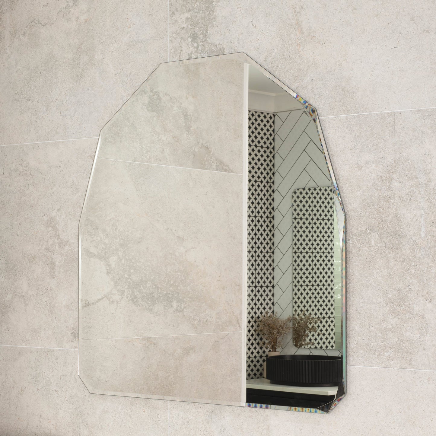 Arch Jewel 900mm x 900mm Frameless Mirror with Jewelled Edge