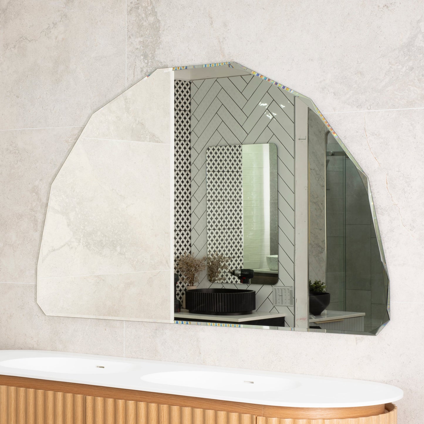 Arch Jewel 1500mm x 900mm Frameless Mirror with Jewelled Edge