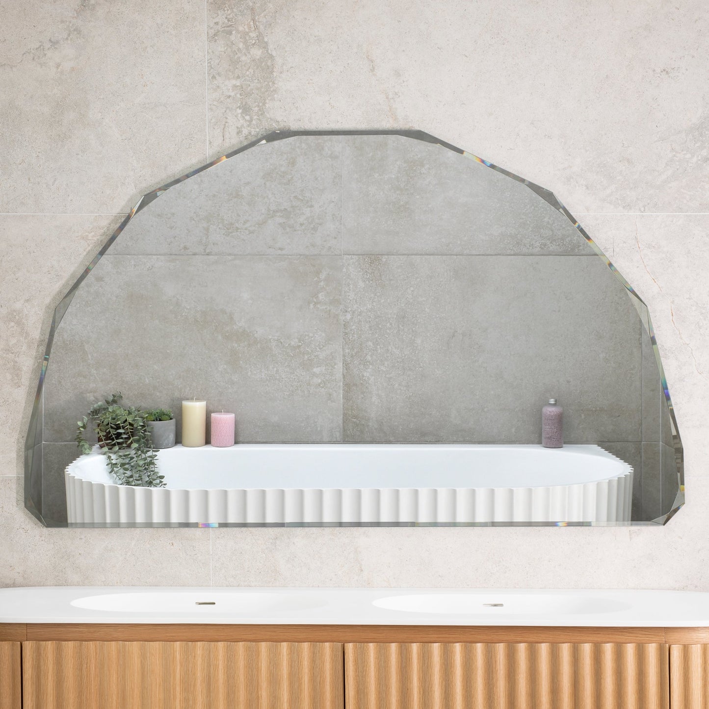 Arch Jewel 1500mm x 900mm Frameless Mirror with Jewelled Edge