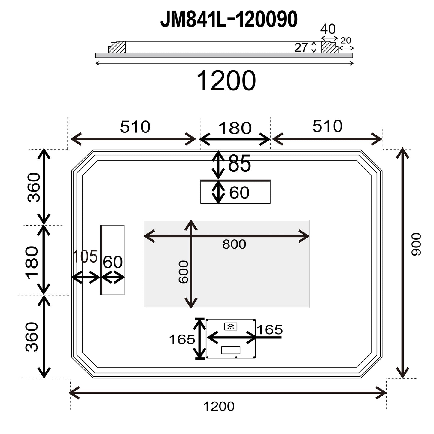 Radiant Jewel 1200mm x 900mm LED Backlit Mirror with Demister