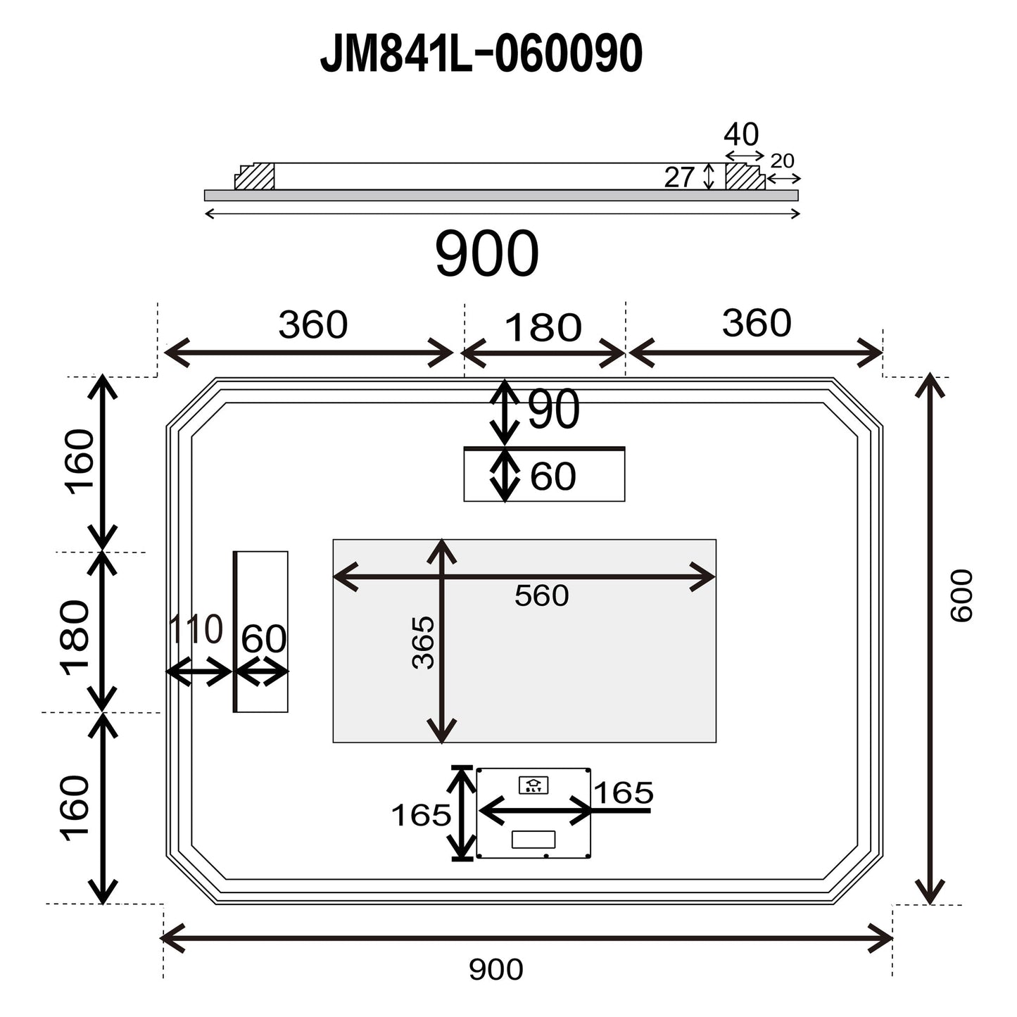 Radiant Jewel 600mm x 900mm LED Backlit Mirror with Demister