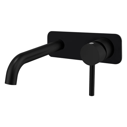 Profile III 180mm Basin/ Bath Wall Mixer Set with Rectangular Plate, Chromium Matte Black