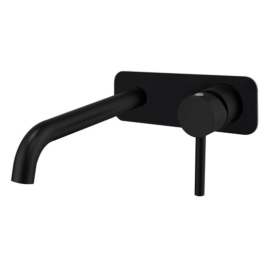 Profile III 220mm Basin/ Bath Wall Mixer Set with Rectangular Plate, Chromium Matte Black