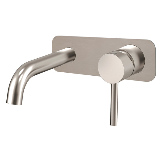 Profile III 150mm Basin/ Bath Wall Mixer Set with Rectangular Plate, Brushed SS Nickel
