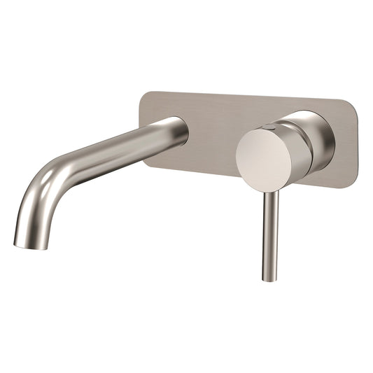 Profile III 180mm Basin/ Bath Wall Mixer Set with Rectangular Plate, Brushed SS Nickel
