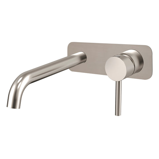 Profile III 220mm Basin/ Bath Wall Mixer Set with Rectangular Plate, Brushed SS Nickel