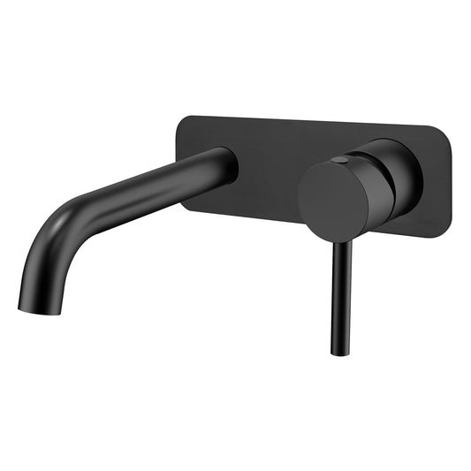 Profile III 180mm Basin/ Bath Wall Mixer Set with Rectangular Plate, PVD Brushed Gunmetal