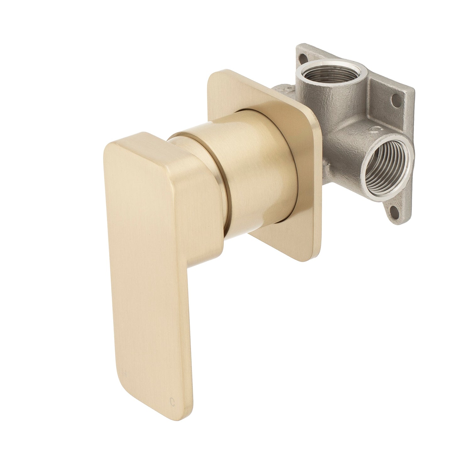 Kiki Shower/ Bath Wall Mixer with Square Plates, Brushed Brass (Gold)