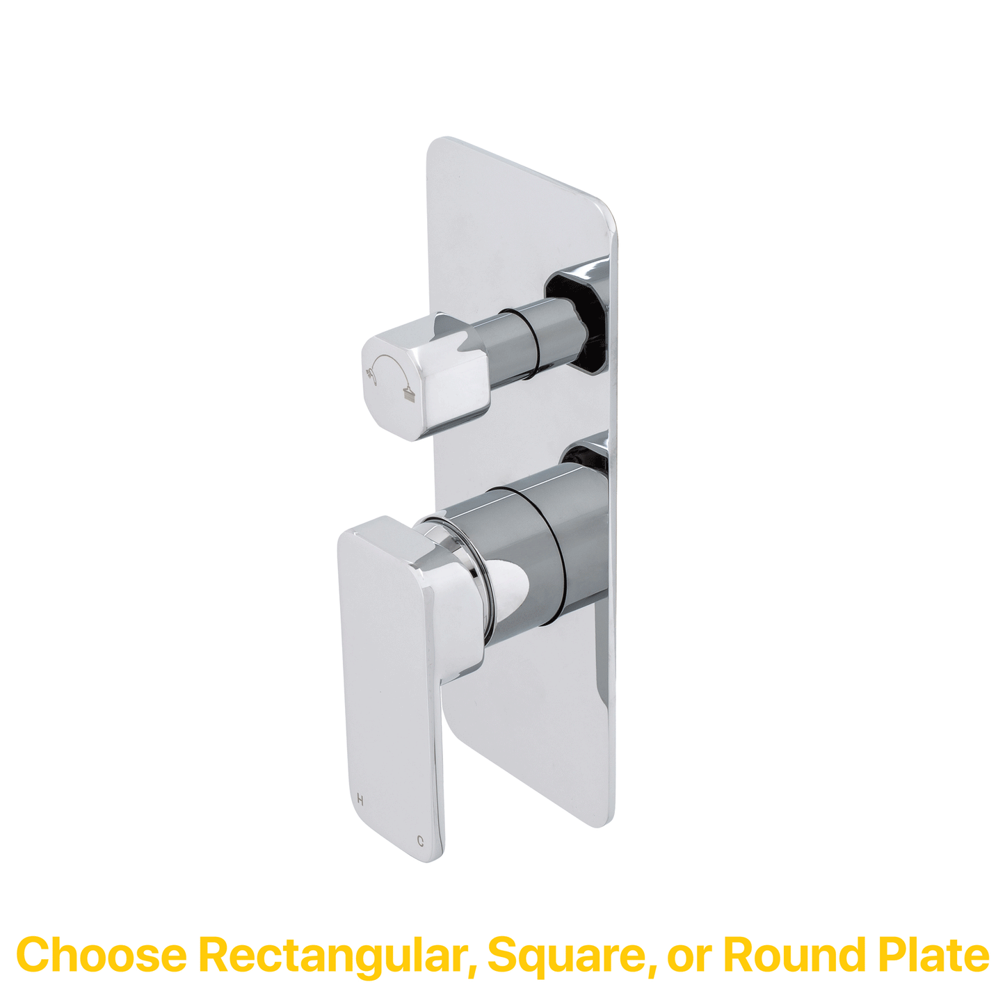 Kiki Shower/ Bath Wall Mixer with Diverter and Square Plates, Polished Chrome