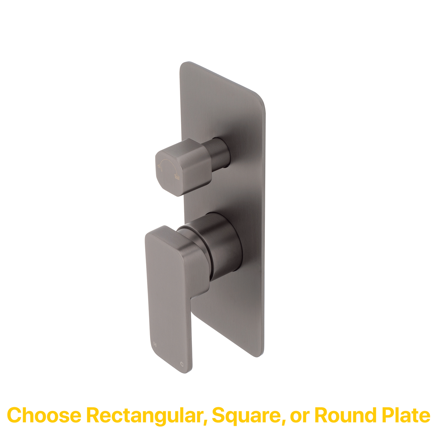 Kiki Shower/ Bath Wall Mixer with Diverter and Square Plates, Brushed Gunmetal