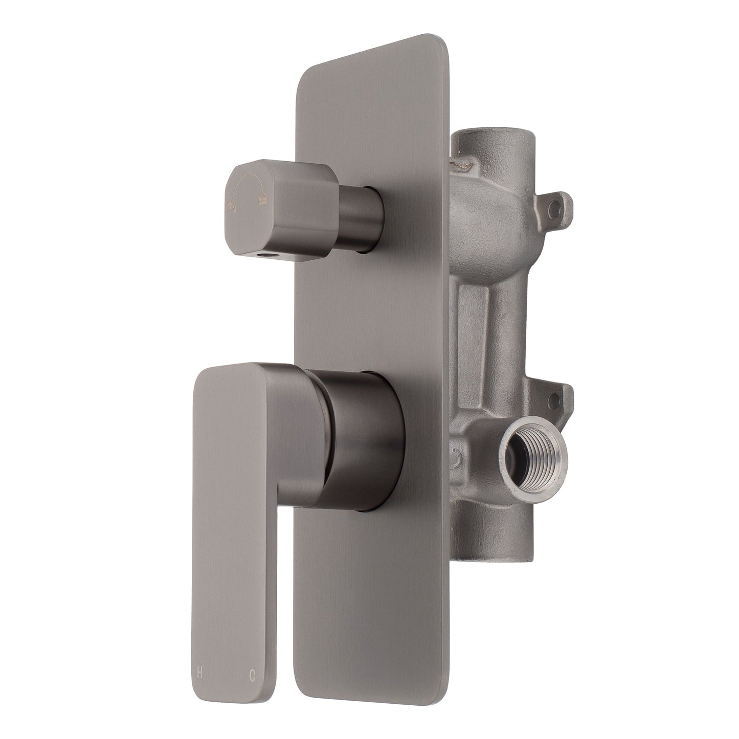 Kiki Shower/ Bath Wall Mixer with Diverter, PVD Brushed Gunmetal