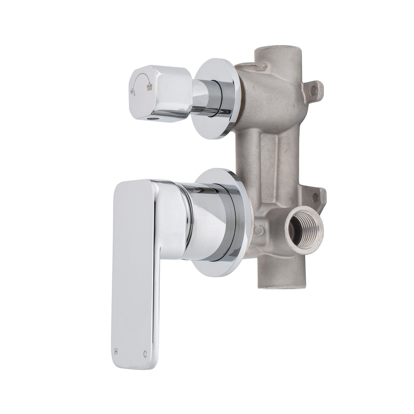 Kiki Shower/ Bath Wall Mixer with Diverter and Round Plates, Polished Chrome