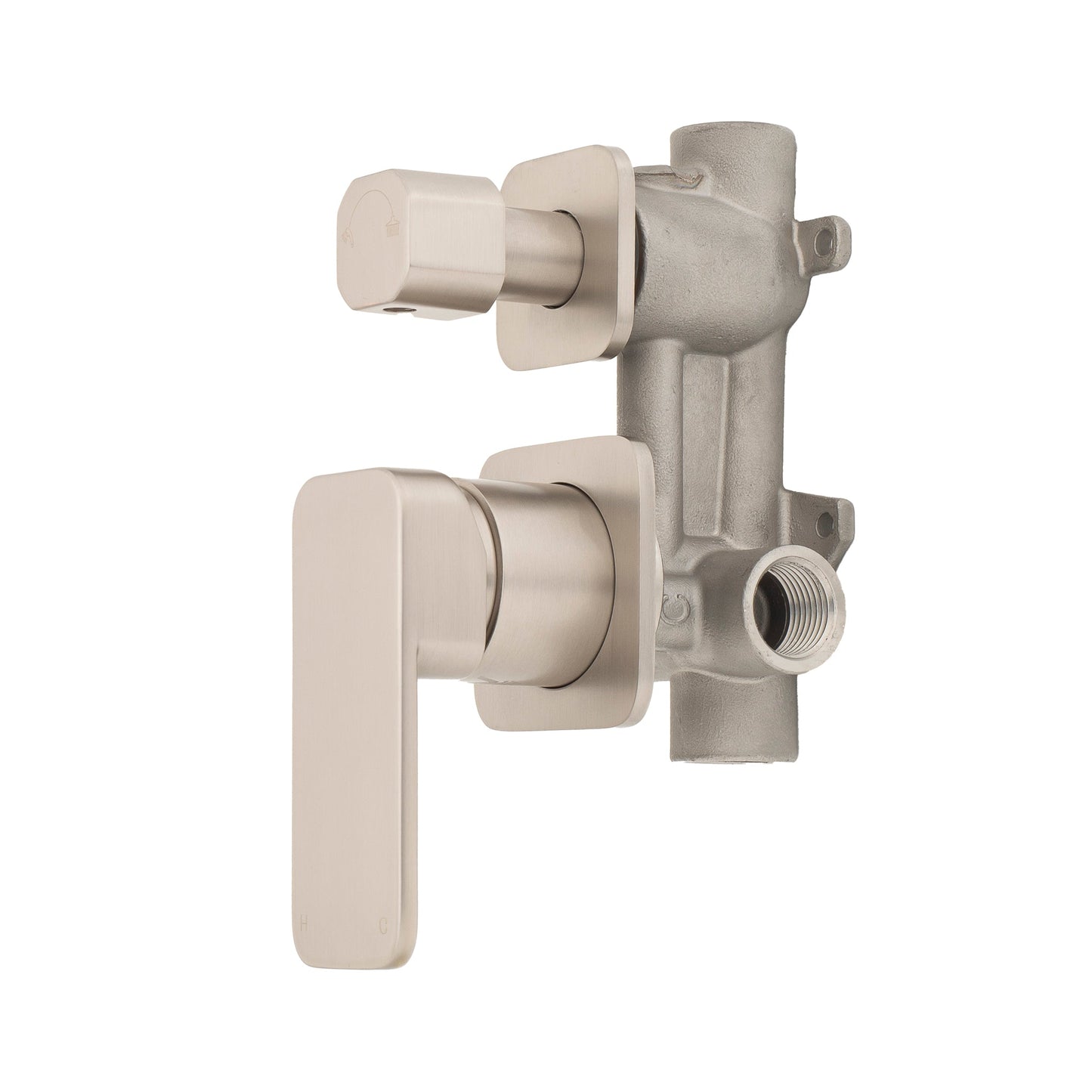 Kiki Shower/ Bath Wall Mixer with Diverter and Square Plates, Brushed Nickel