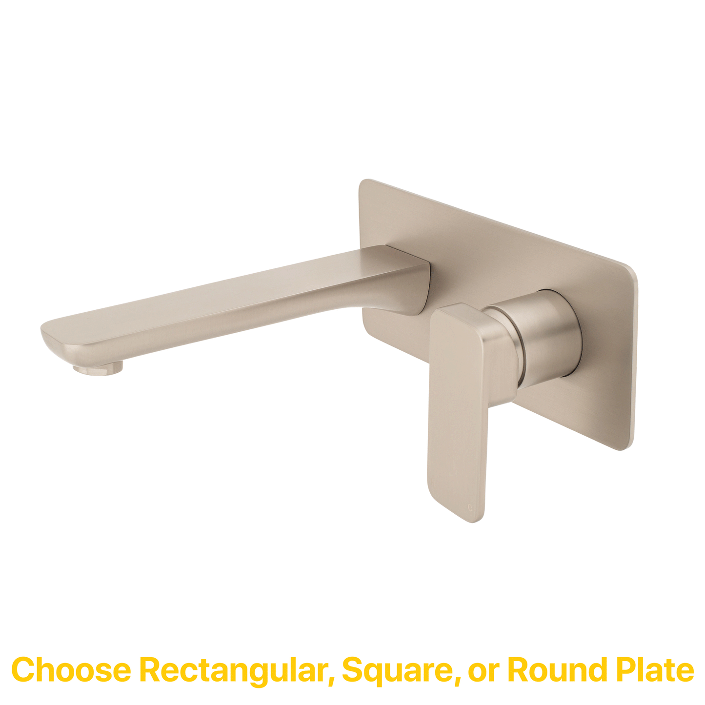 Kiki Wall Mounted Basin/ Bath Mixer with Spout and Square Plates, Brushed Nickel