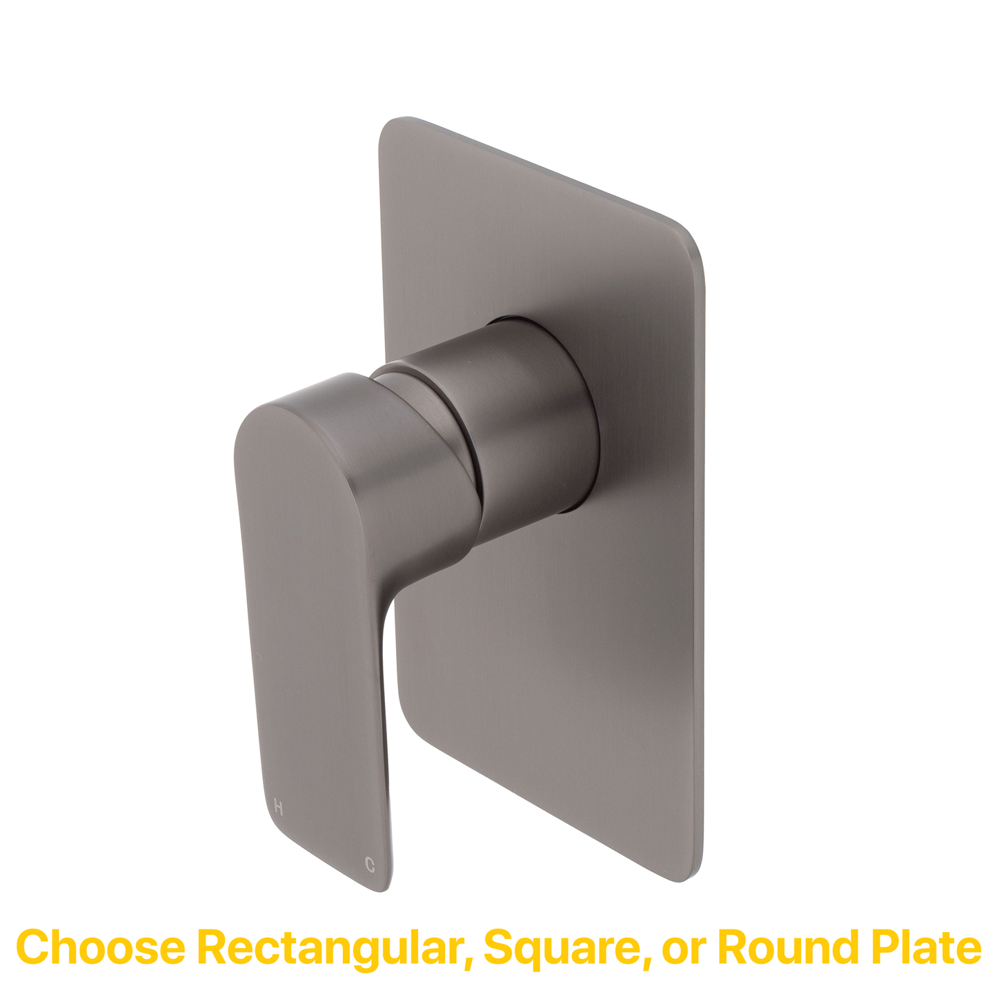 Jena Shower/ Bath Wall Mixer with Square Plates, Brushed Gunmetal