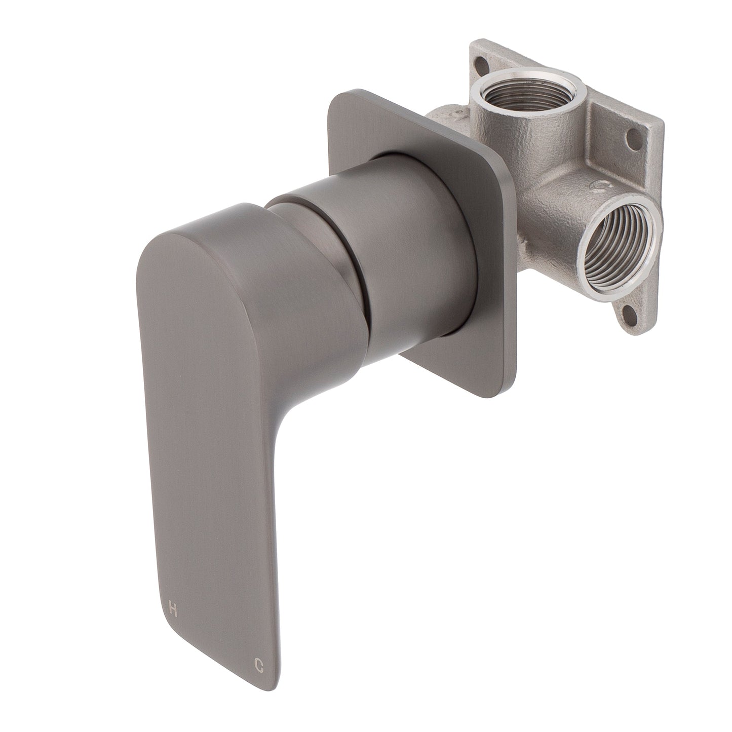 Jena Shower/ Bath Wall Mixer with Square Plates, Brushed Gunmetal