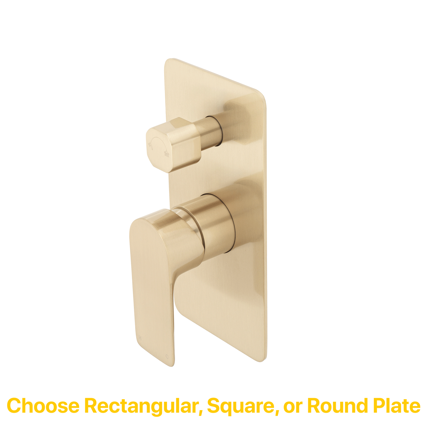 Jena Shower/ Bath Wall Mixer with Diverter and Round Plates, Brushed Brass (Gold)