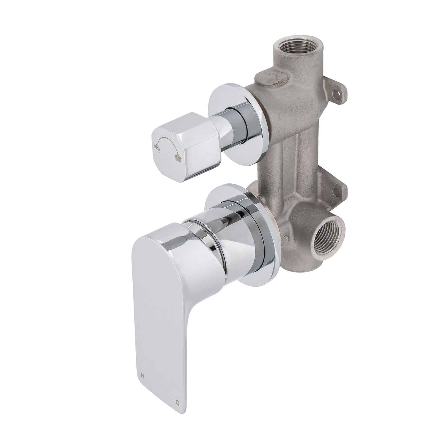 Jena Shower/ Bath Wall Mixer with Diverter and Round Plates, Polished Chrome