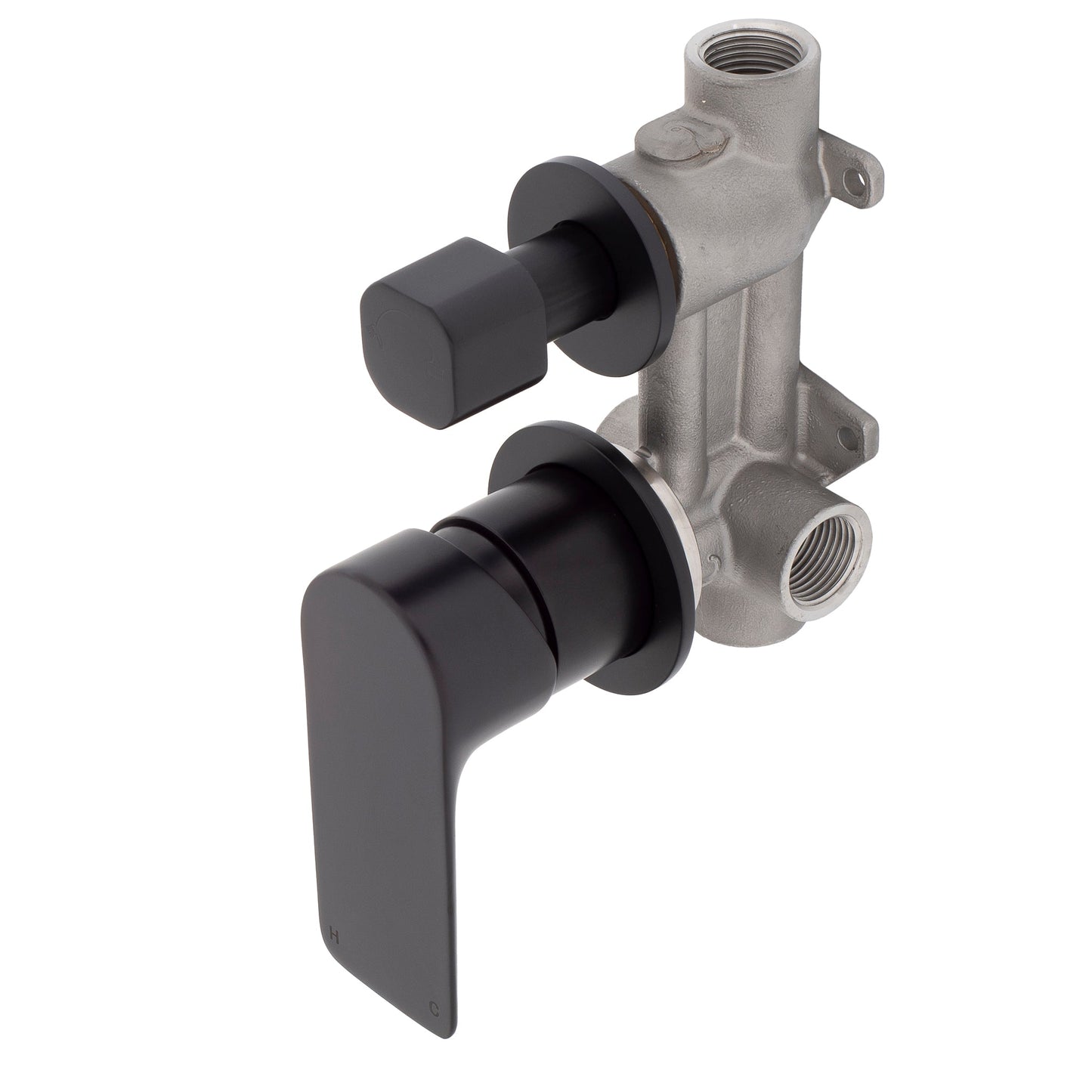 Jena Shower/ Bath Wall Mixer with Diverter and Round Plates, Matte Black